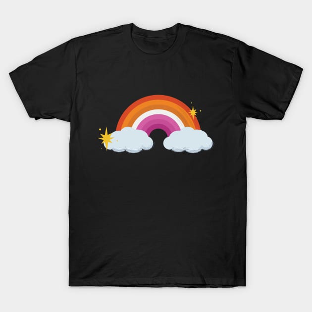 Lesbian Pride Retro Rainbow T-Shirt by lavenderhearts